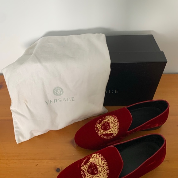 Versace Men’s Red Velvet Loafers main image 4